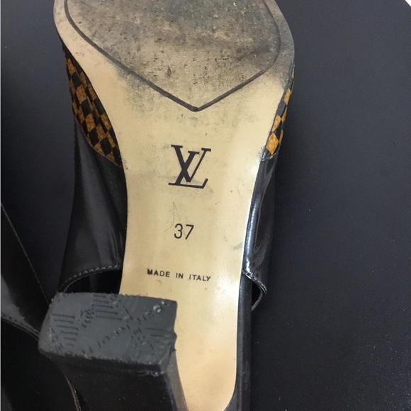 Louis Vuitton Black and Brown Checkered Heels - Picture 9 of 15